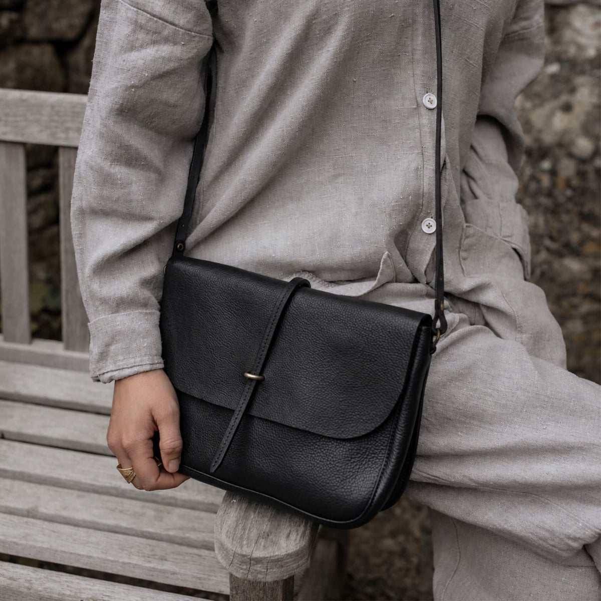 Pastel postman bag / handbag - Black (image n°6)