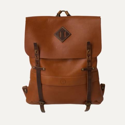 Coursier leather backpack - Pain brûlé