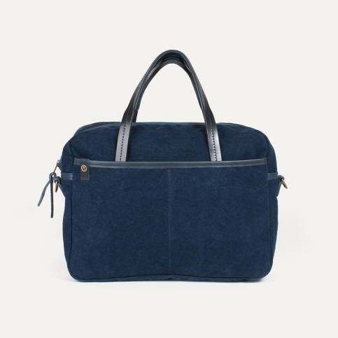 Sac business Report toile et cuir - Indigo