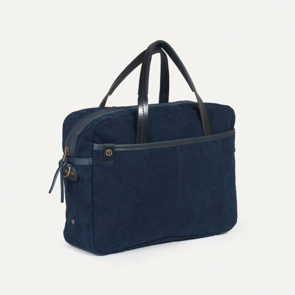 Sac business Report toile et cuir - Indigo (image n°1)