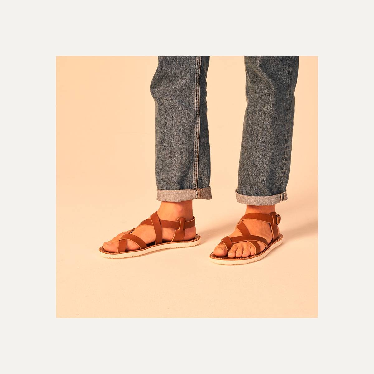 Lhassa leather sandals - Pain Brûlé (image n°9)