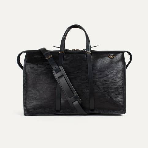 Jules Leather Holdall - Peeble Black