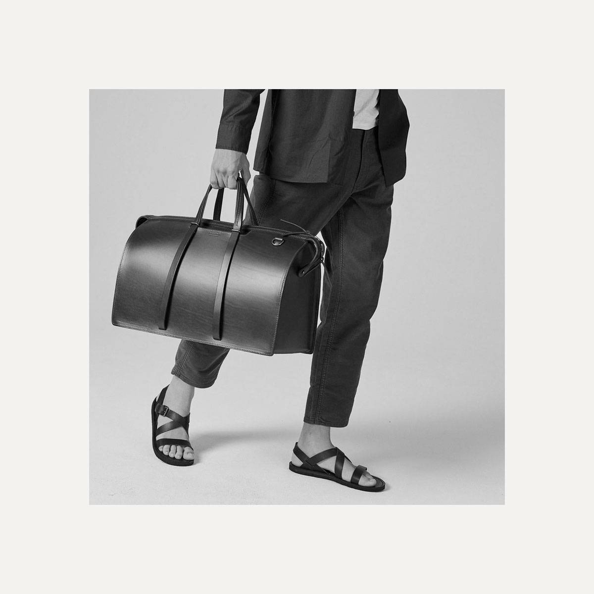 Jules Leather Holdall - Peeble Black (image n°6)