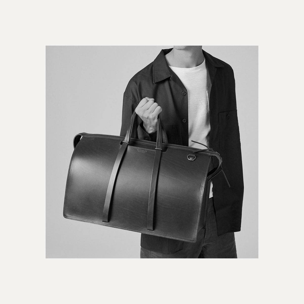 Jules Leather Holdall - Peeble Black (image n°7)