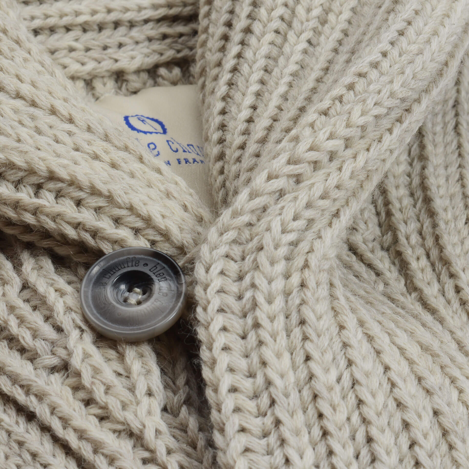 The Bleu de Chauffe cardigan for men, worn.