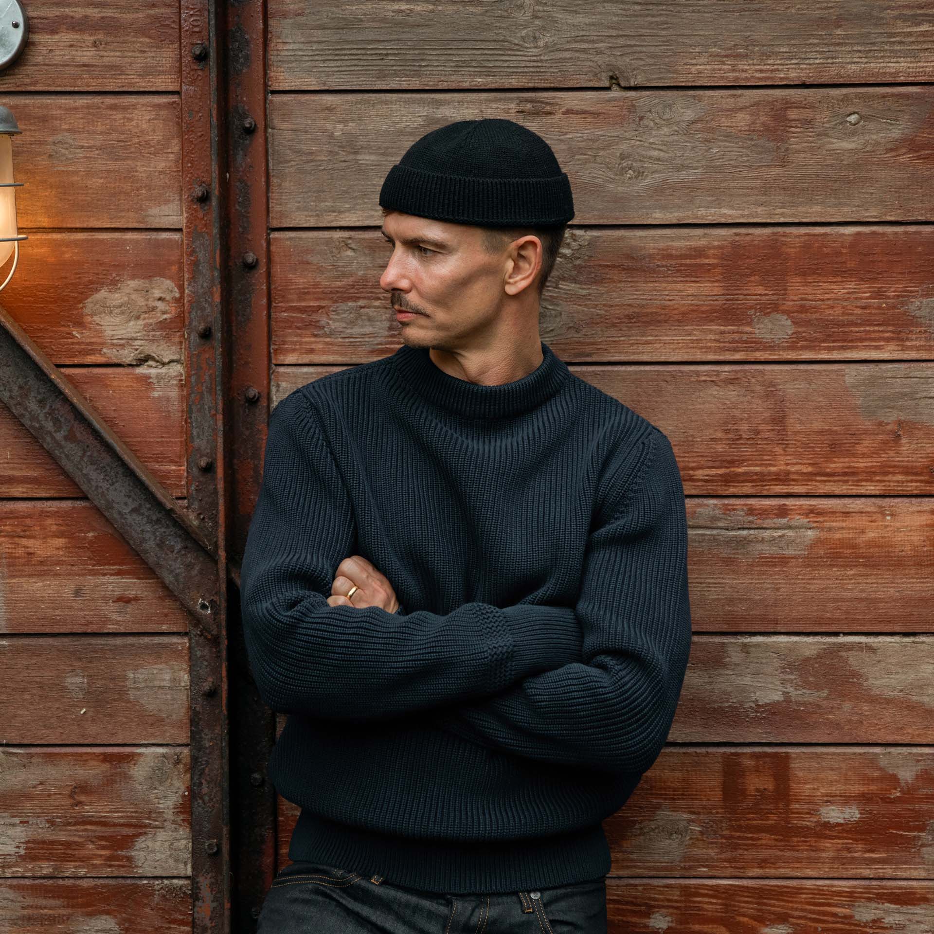 Men's sailor sweater by Bleu de Chauffe in Navy color