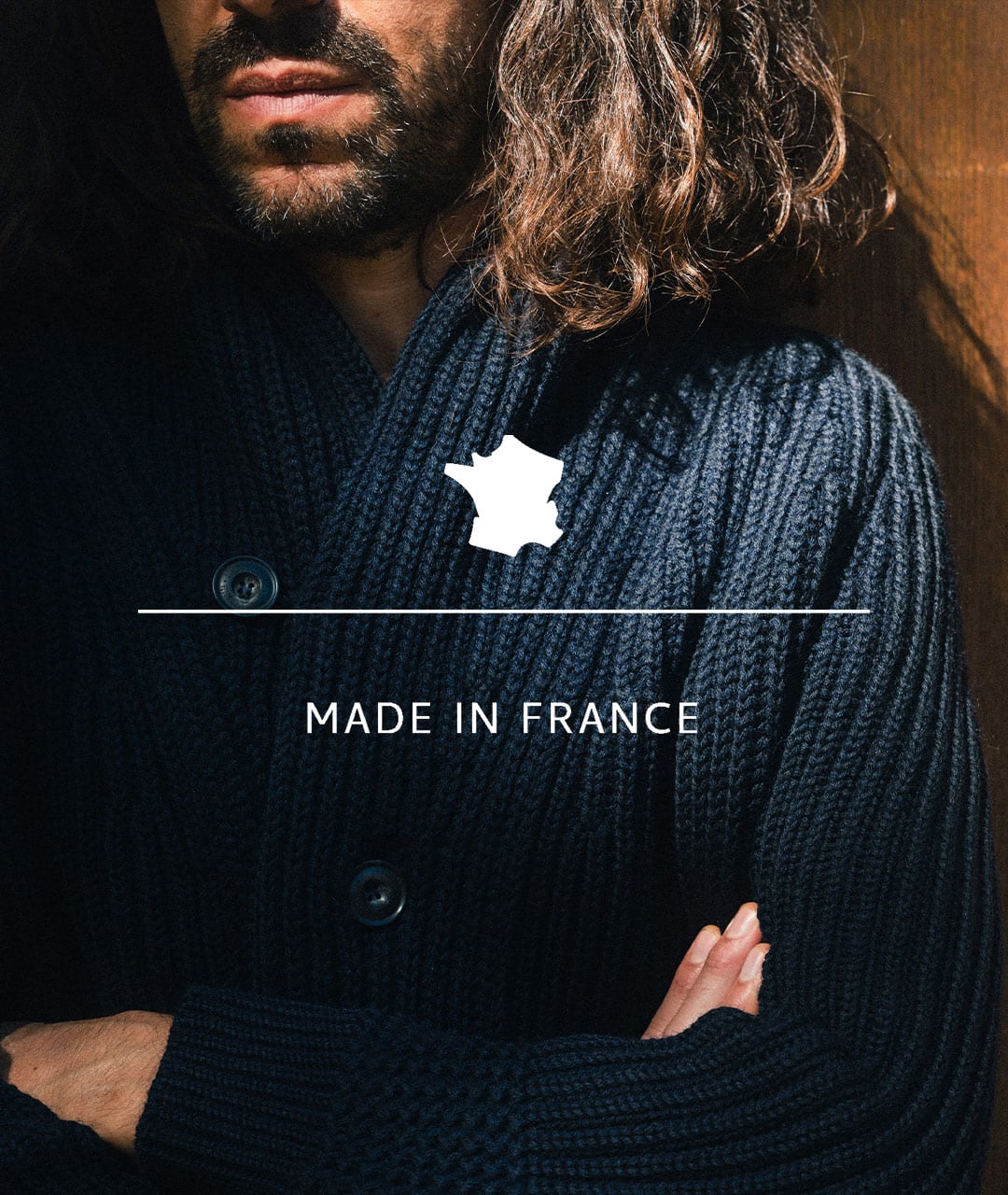 Men's cardigan made in France.