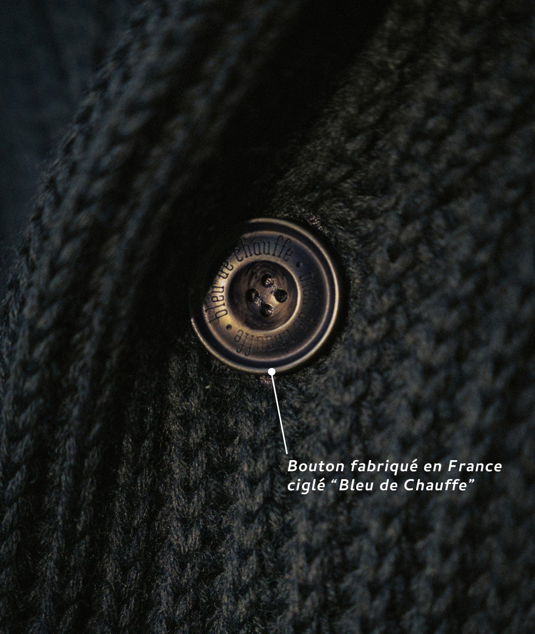 D&eacute;tails gilet en laine de Bleu de Chauffe