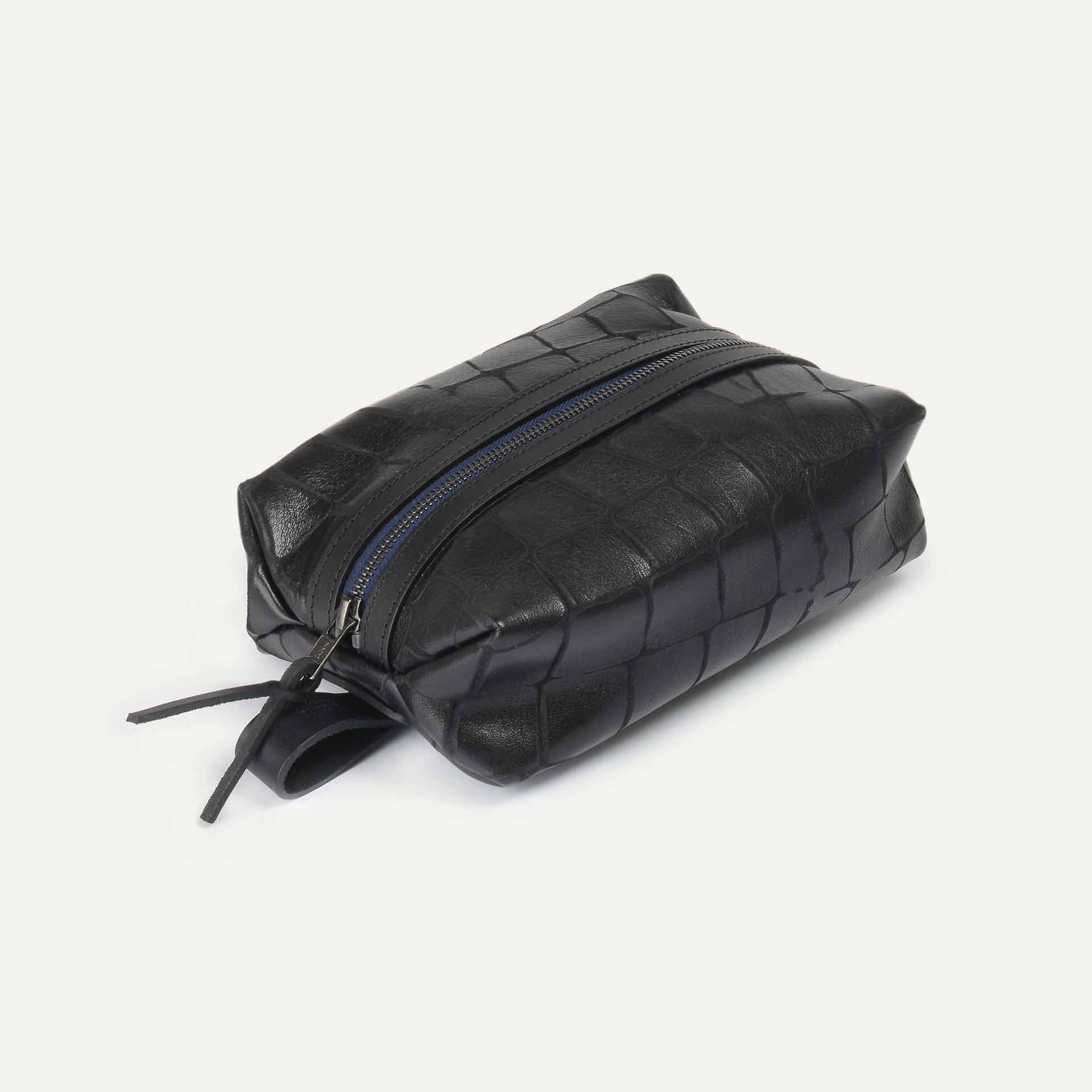 Zazou black leather toiletry bag