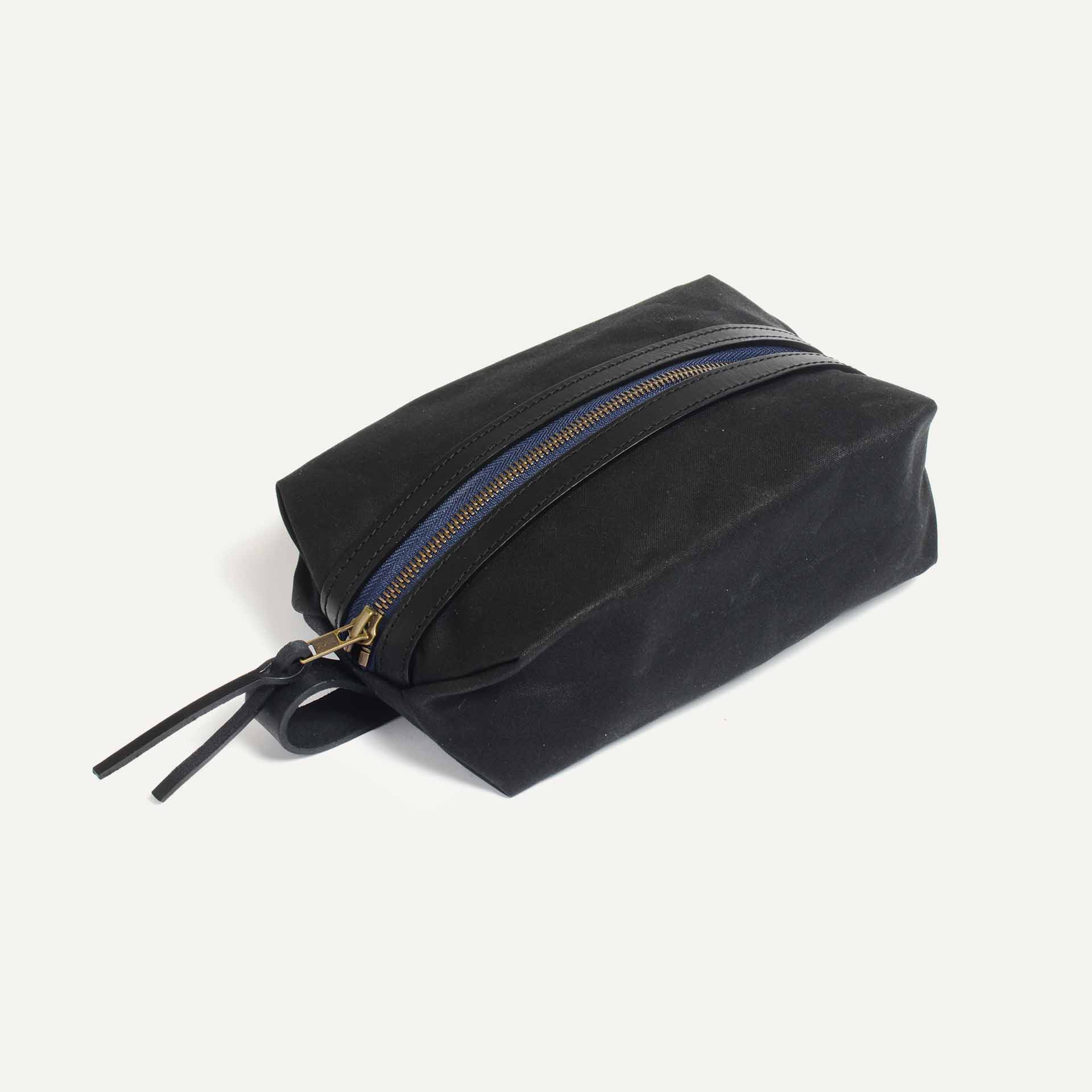 Trousse de toilette en cuir noir Zazou