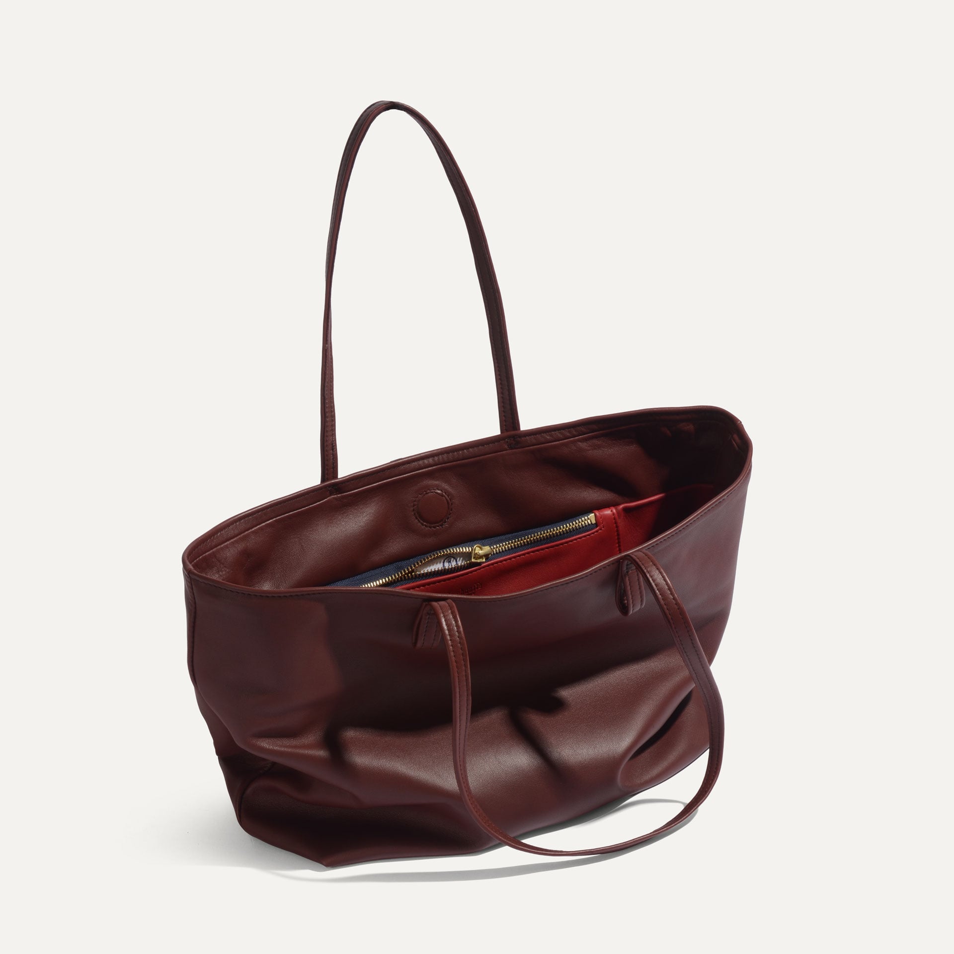Cabas "Josie" en cuir agneau coloris tourbe