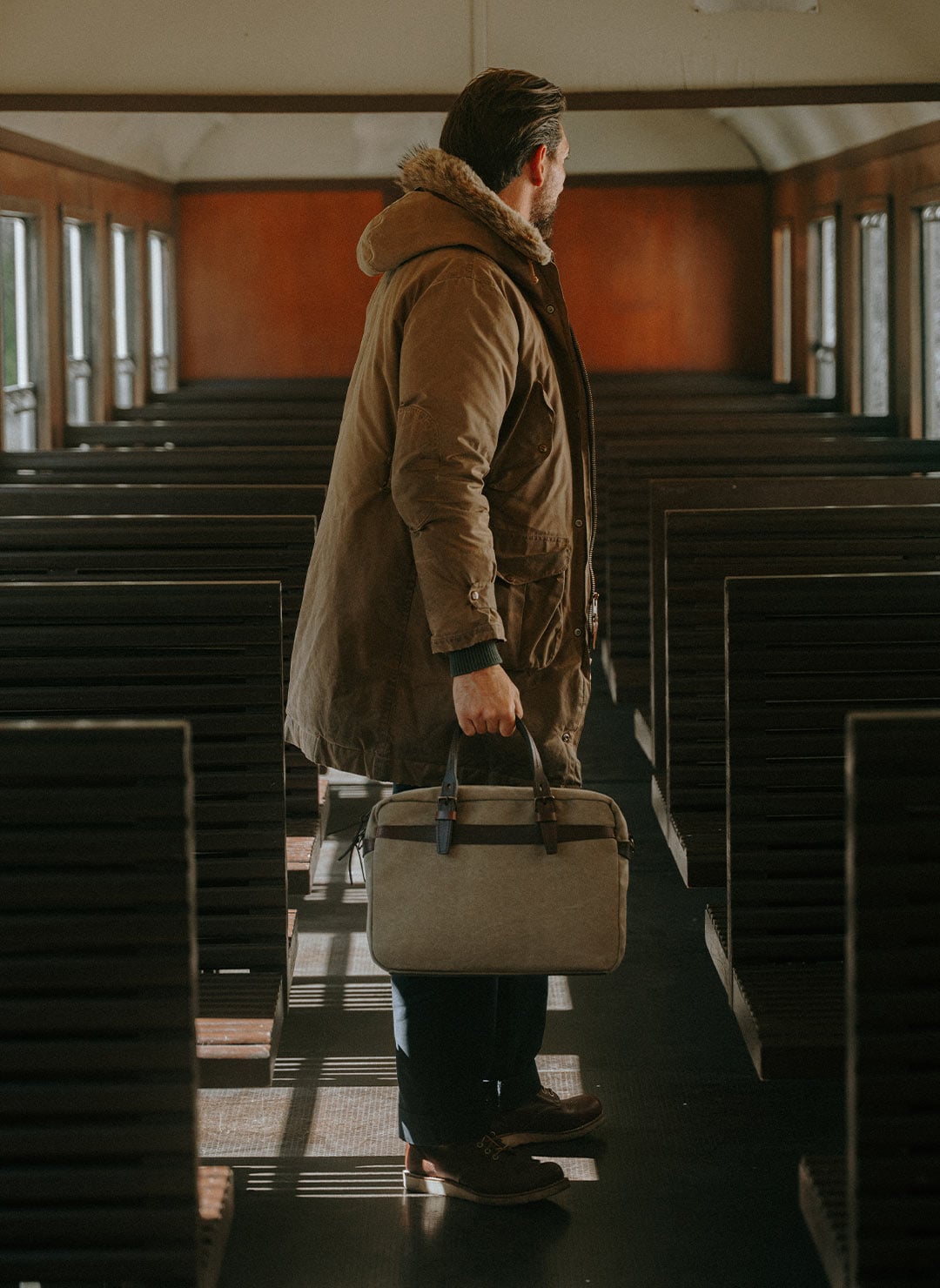 Sac business Ledger - Kaki stonewashed