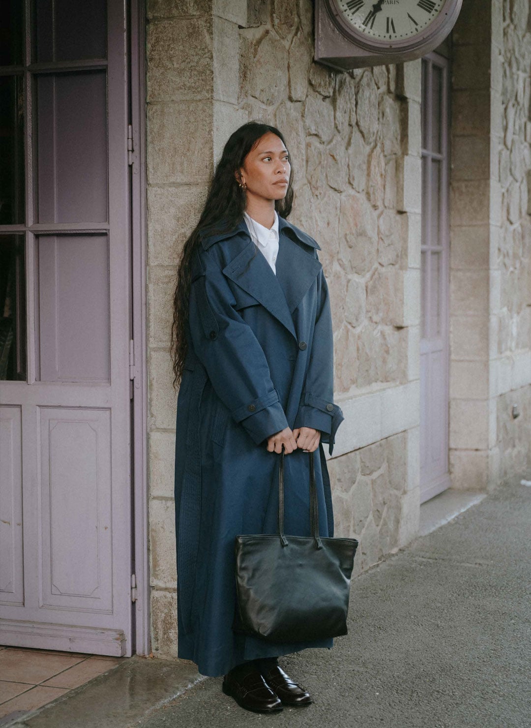 Cabas cuir pour femme noir de Bleu de Chauffe