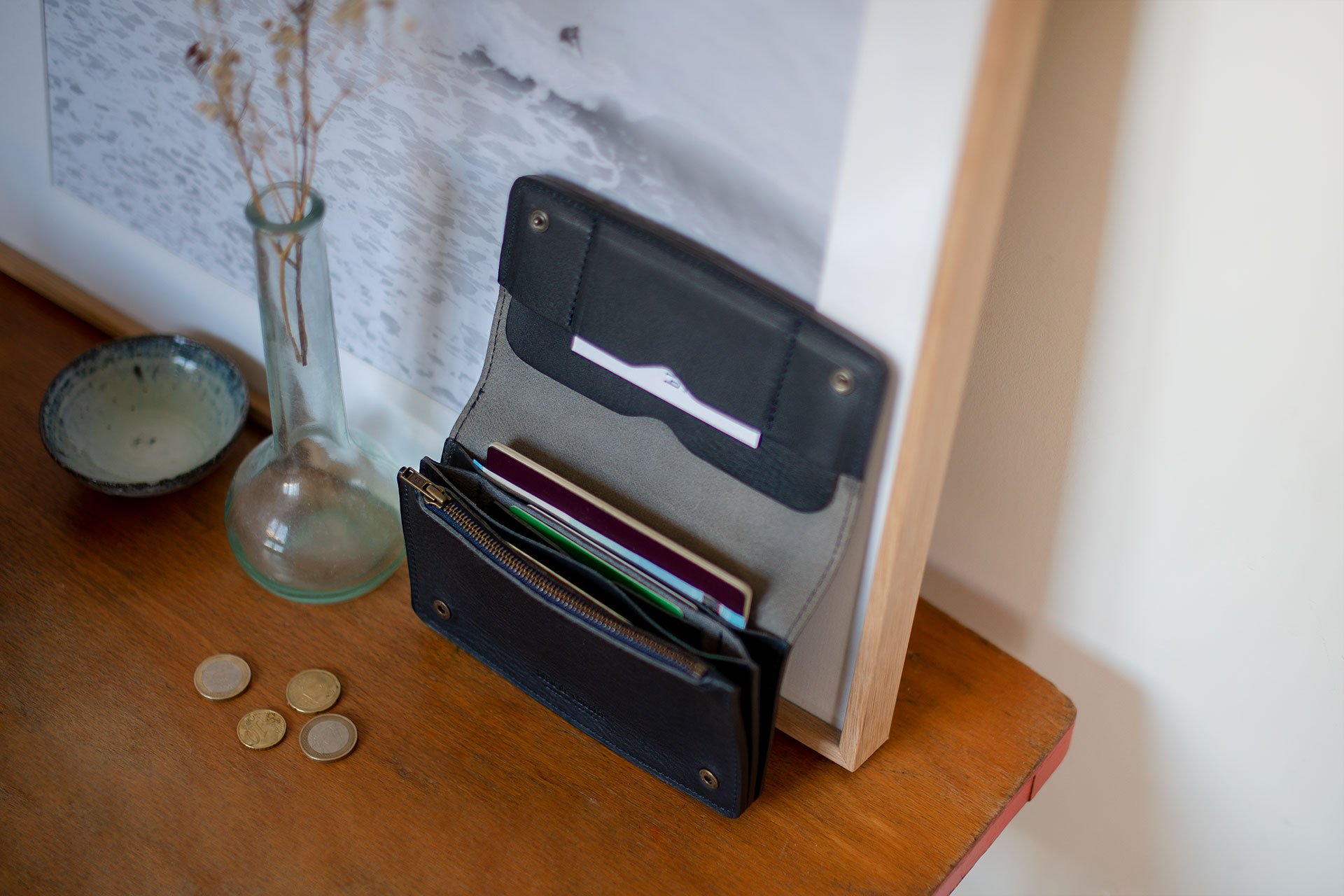 Blue leather wallet “Maltese”