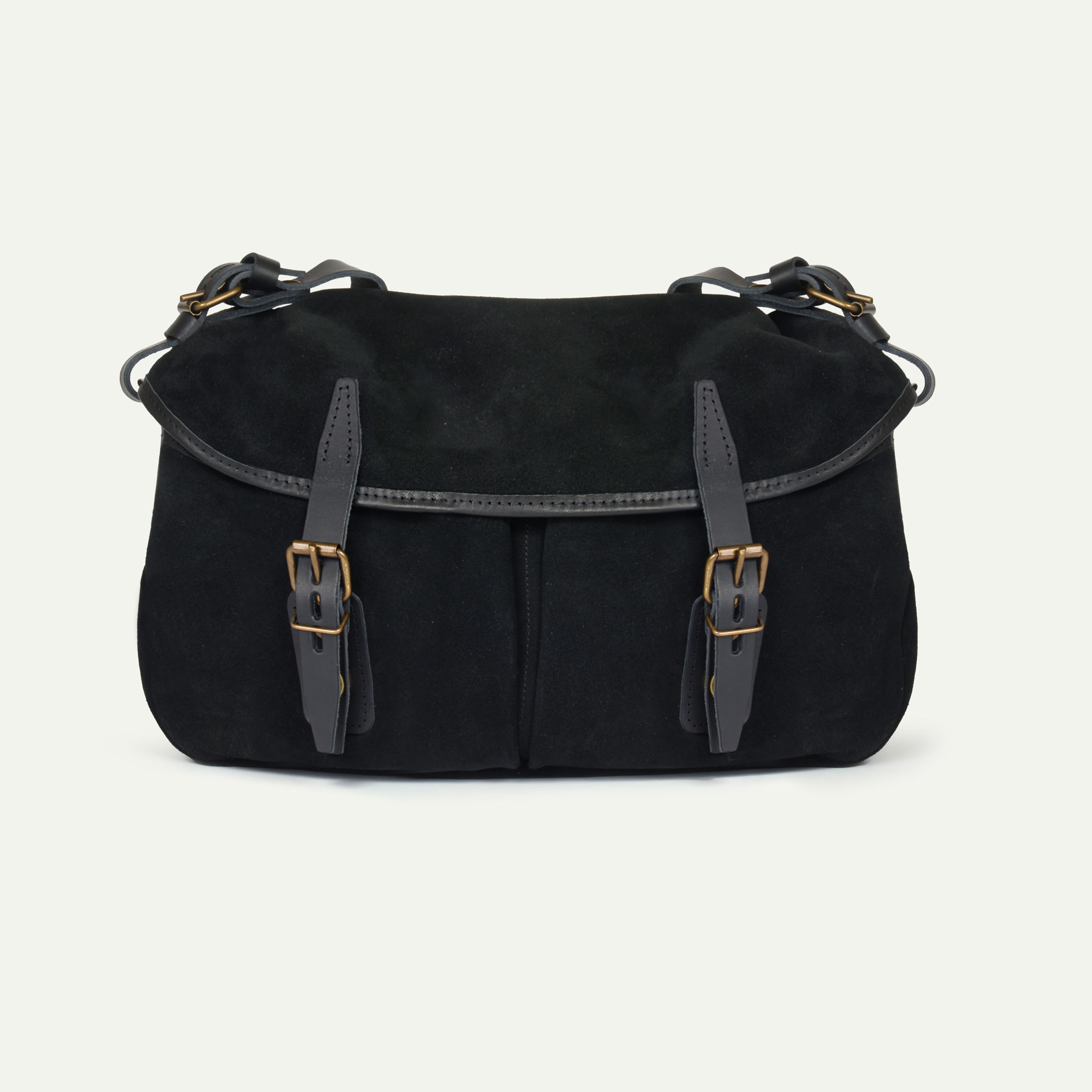 Waxed leather musette bag