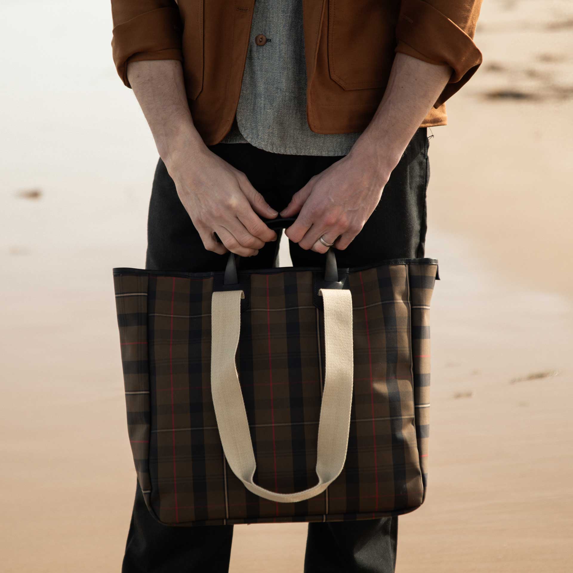 Cabas en toile tartan